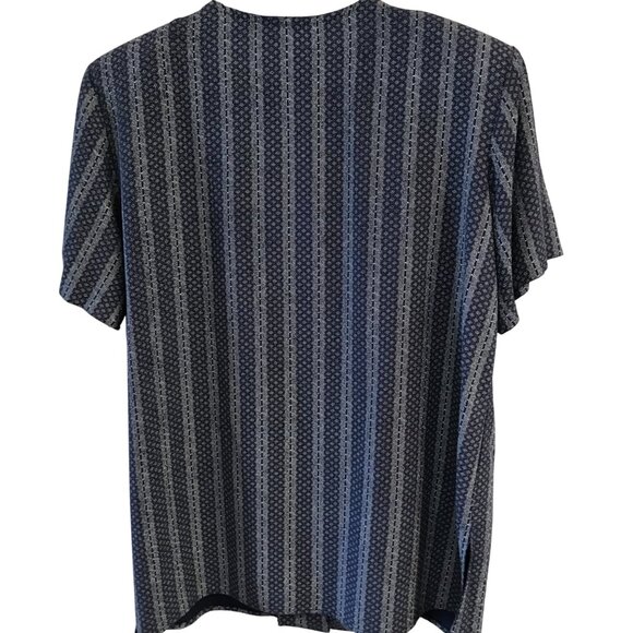 Natural Resources Button-Down Tunic: Vintage 70s Navy Geometric Blouse, Size M - Picture 5 of 14